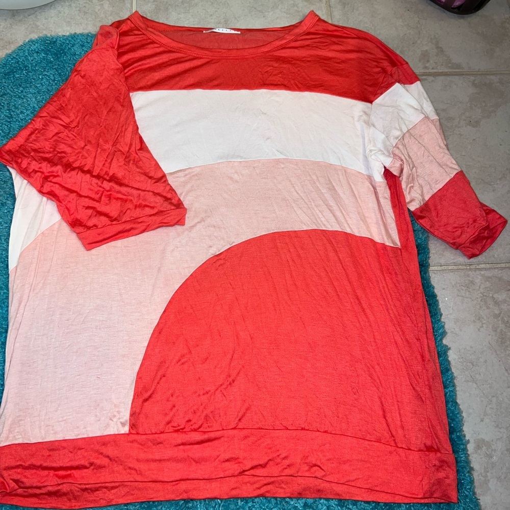 Blakeley brand coral pink striped top